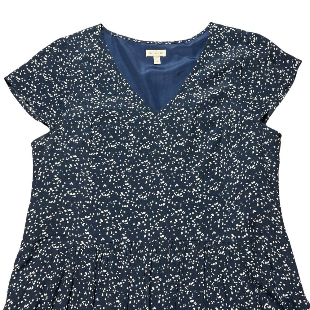 Garnet Hill Summer Day Dress Size 12 Confetti Print Pockets Blue Boho Cottage - Picture 3 of 9